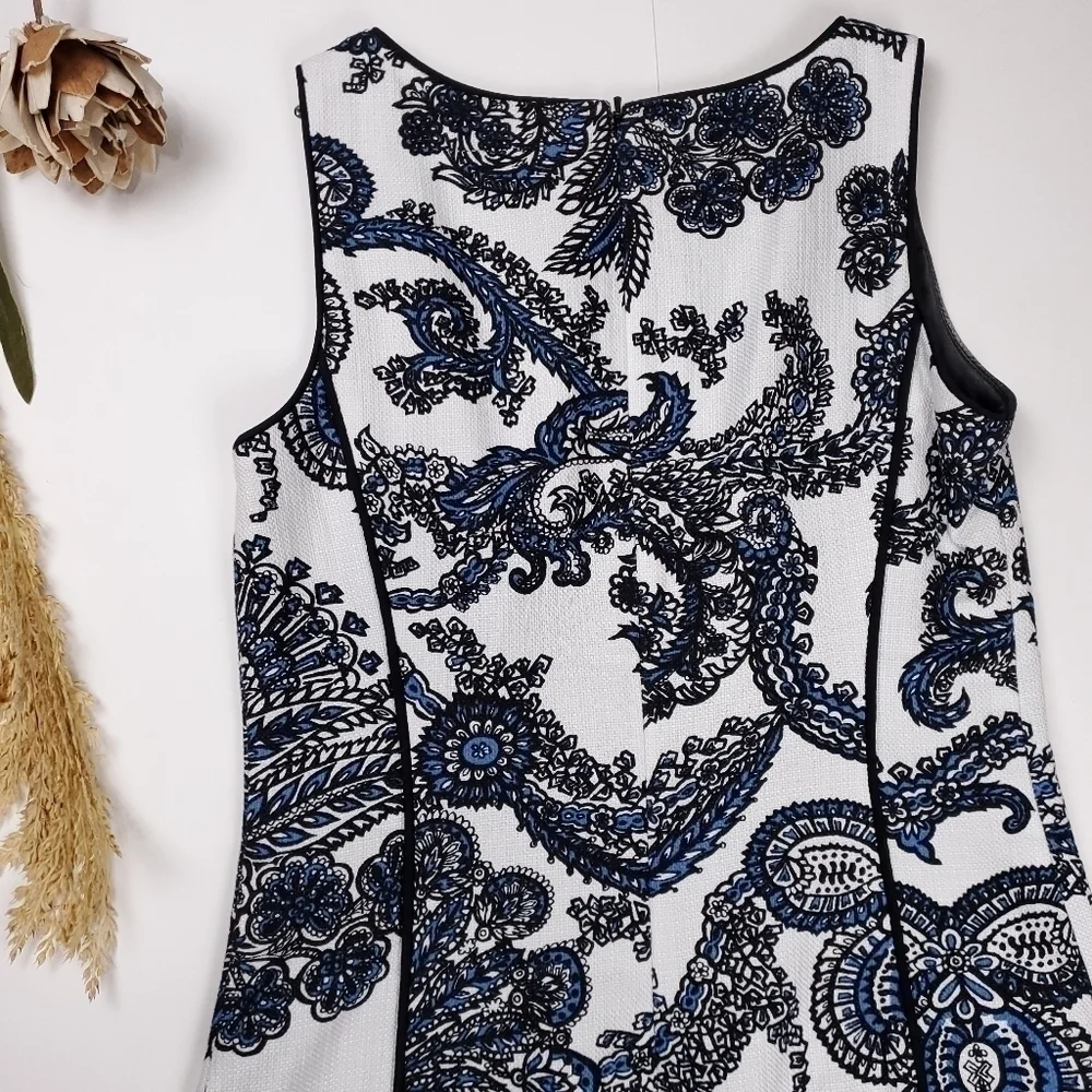 Talbots White Blue Black Paisley Modal Blend Dress Size 2p - Picture 13 of 15